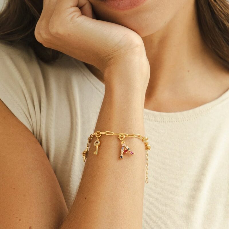 Alternative view of 18K Gold Paperclip Charm Bracelet