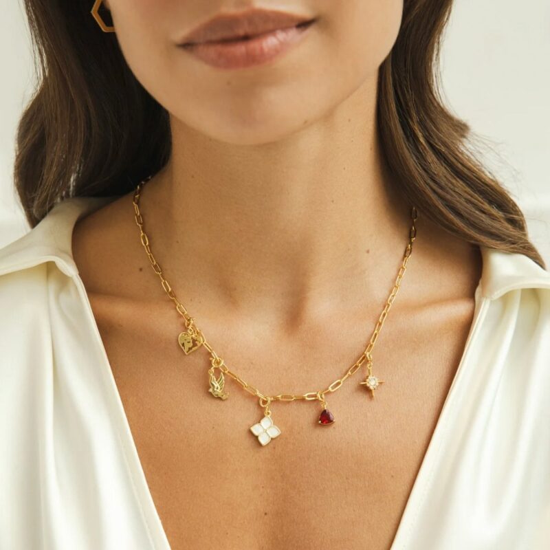 Alternative view of 18K Gold Paperclip Charm Necklace