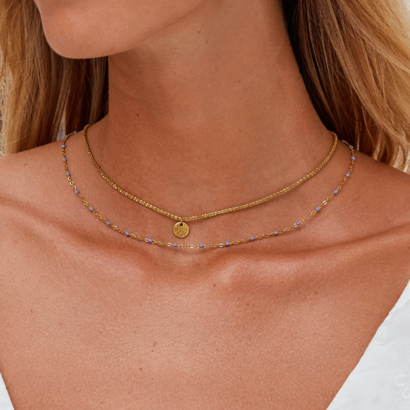 Alternative view of Lia Layered Gold Coin Bead Necklace