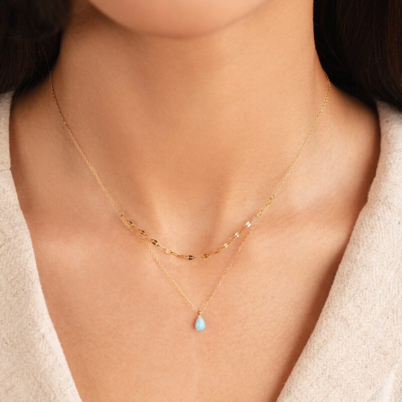 Alternative view of Blue Opal Teardrop Layered Necklace
