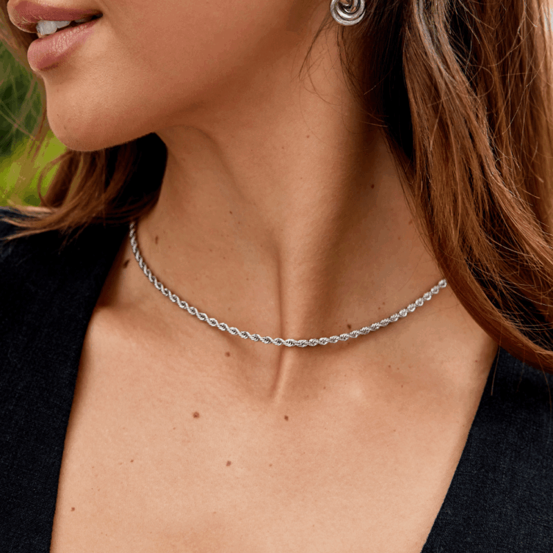 Alternative view of Calla Silver Twisted Chain Necklace