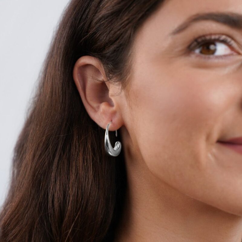 Alternative view of Classic Silver Drop Hoop Earrings
