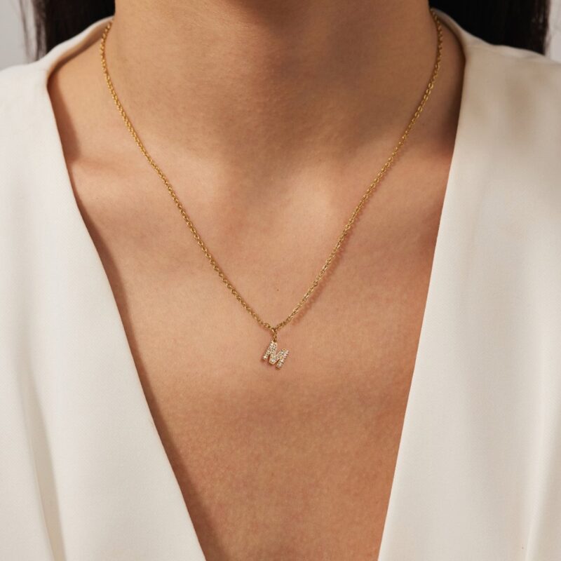 Alternative view of Crystal Letter Charm Necklace