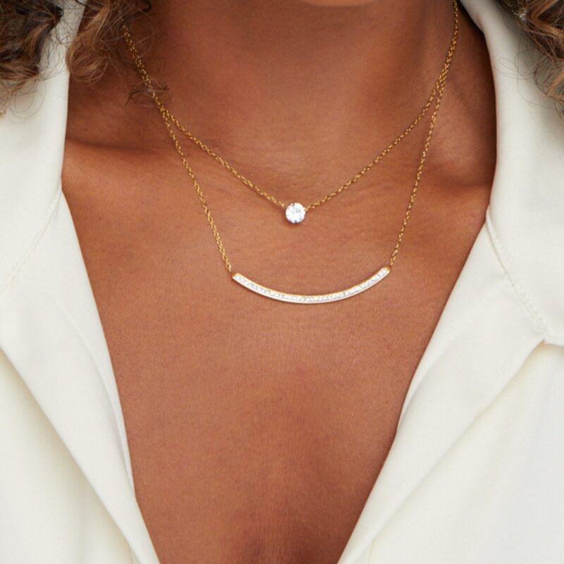Alternative view of Dainty Crystal Layered Necklace
