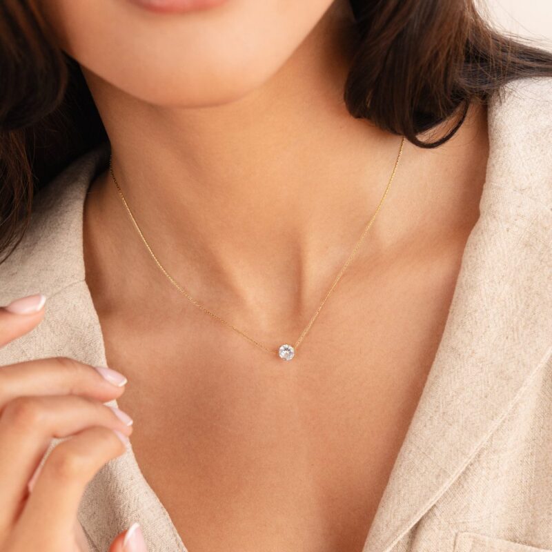 Alternative view of Dainty Round Crystal Necklace