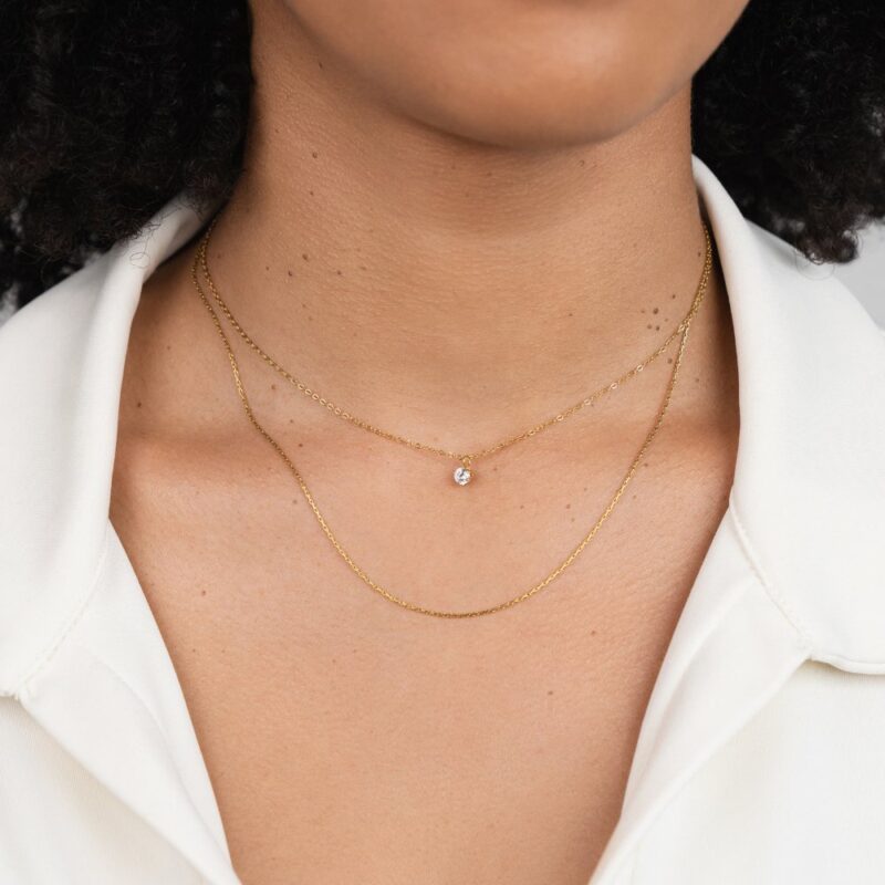 Alternative view of Dina Crystal & Gold Layered Necklace