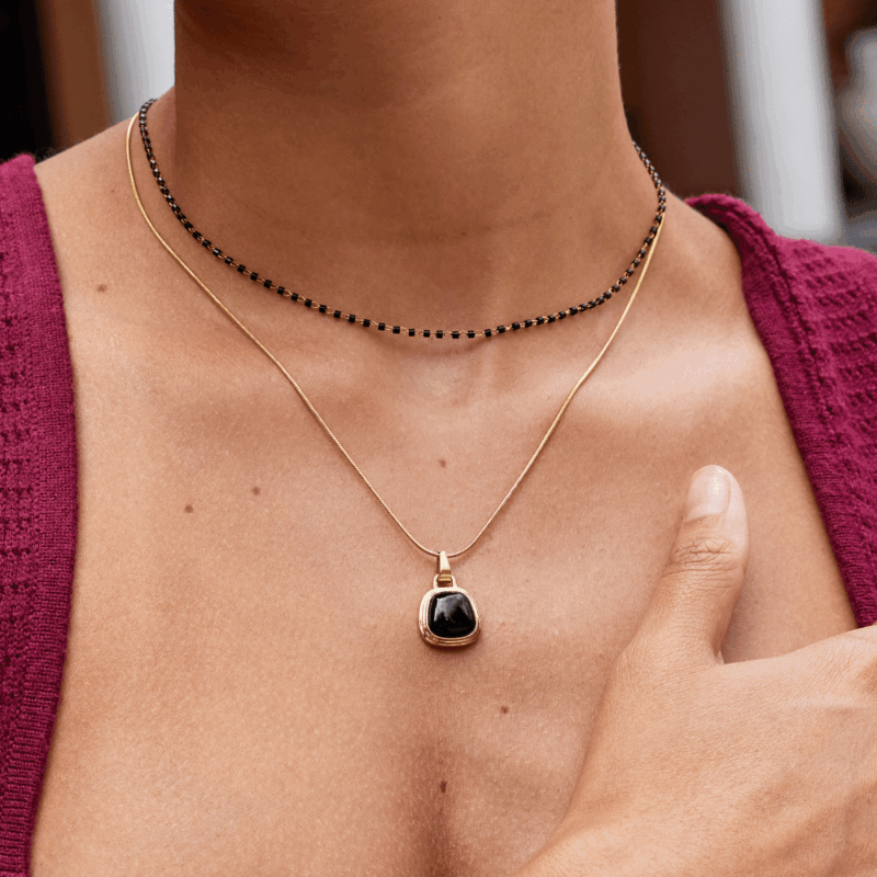 Alternative view of Ebony Black Pearl Pendant Necklace