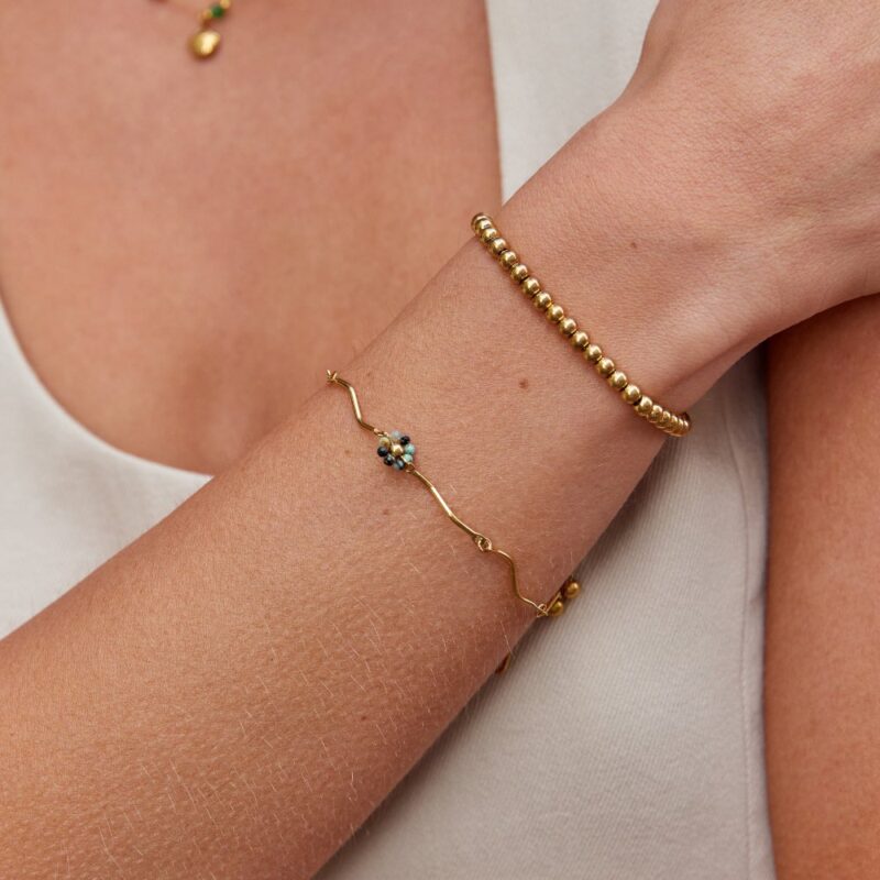Alternative view of Forest Flower Stone Gold Bracelet