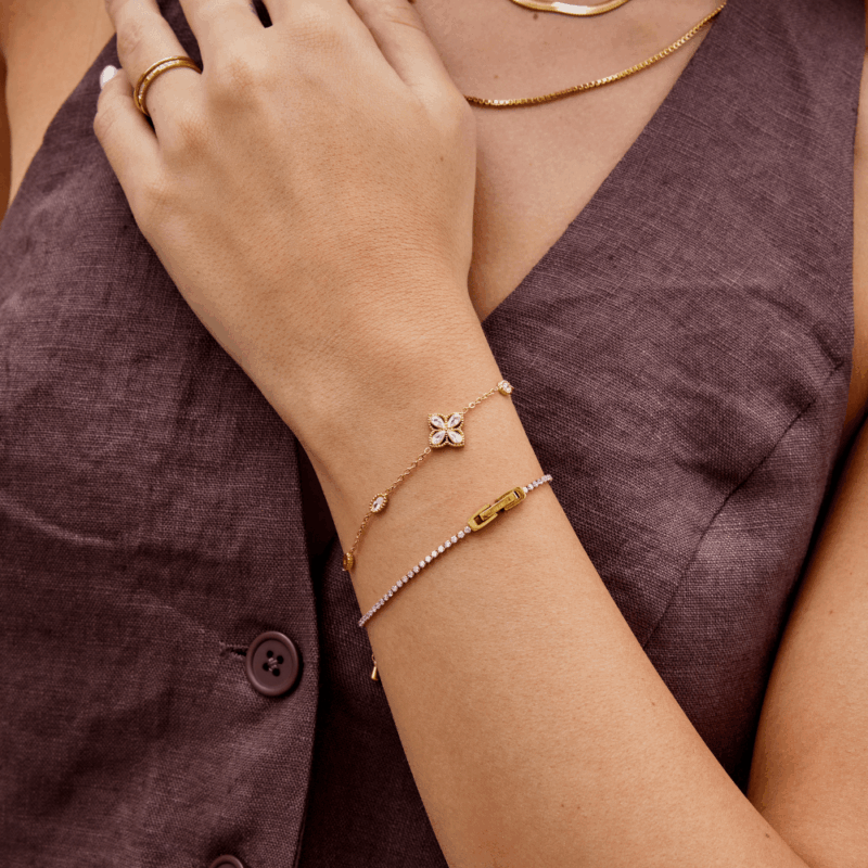 Alternative view of Four Leaf Clover Crystal Bracelet