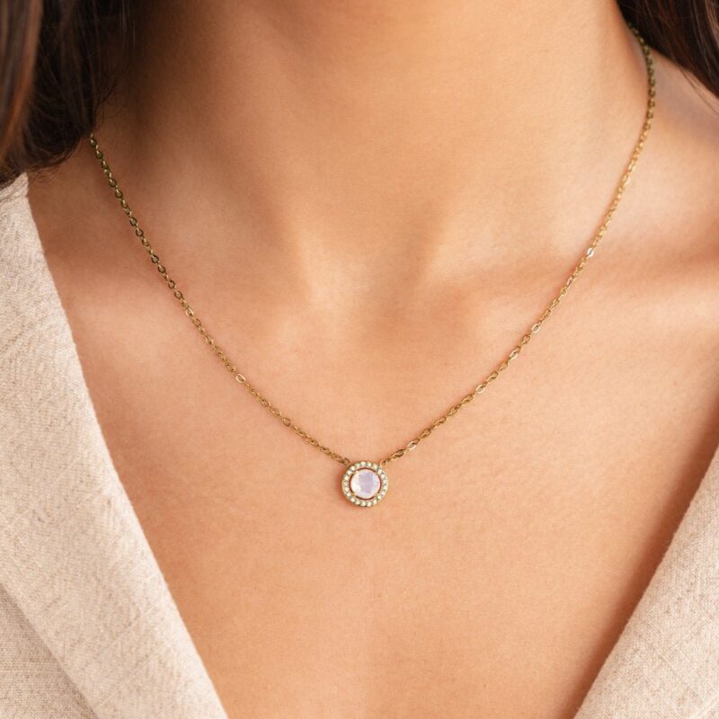 Alternative view of Gold Monet Crystal Necklace