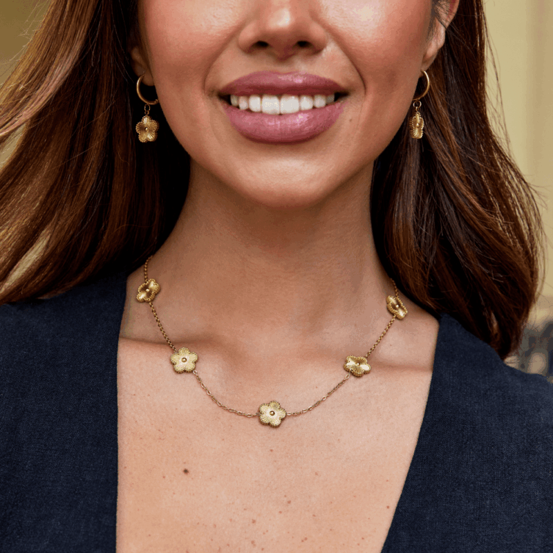 Alternative view of Golden Clover Cluster Necklace