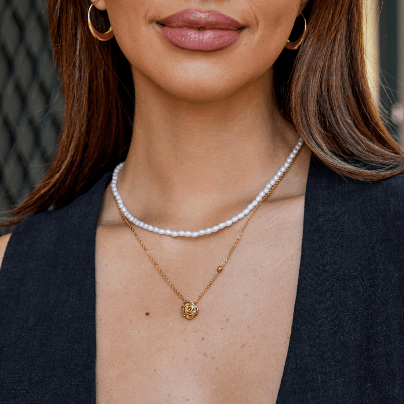 Alternative view of Golden Rose Pendant Necklace