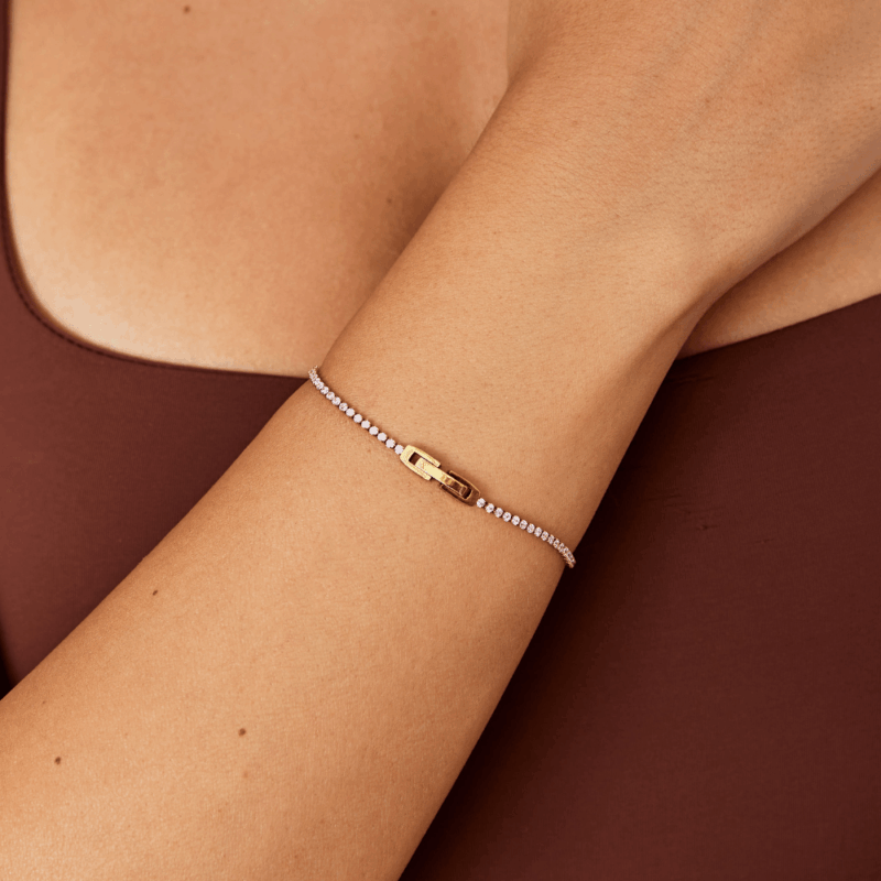 Alternative view of Kiera Gold Pink Crystal Bracelet