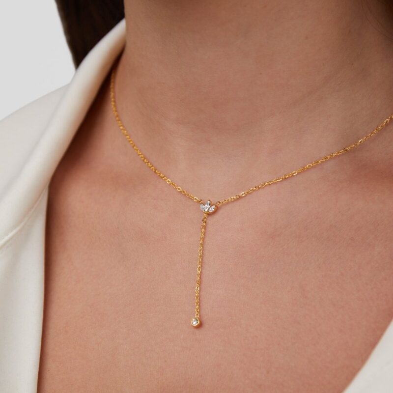 Alternative view of Lariat Crystal Drop Necklace