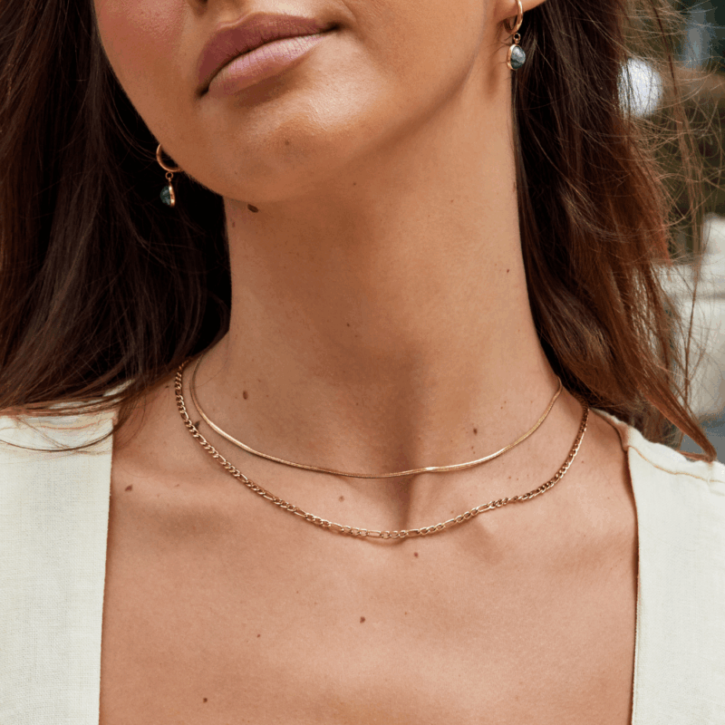 Alternative view of Layered Figaro Chain Necklace