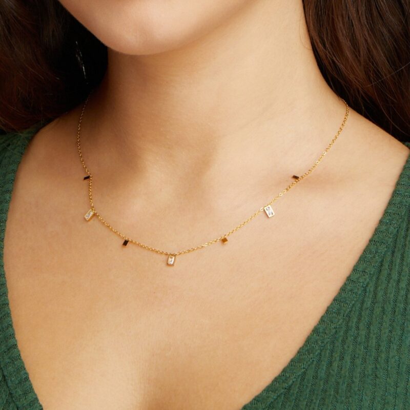 Alternative view of Lena Rectangle Crystal Necklace