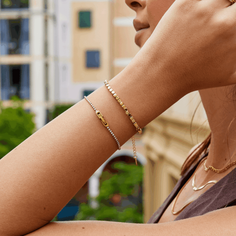 Alternative view of Lexi 18K Gold Cube Bracelet