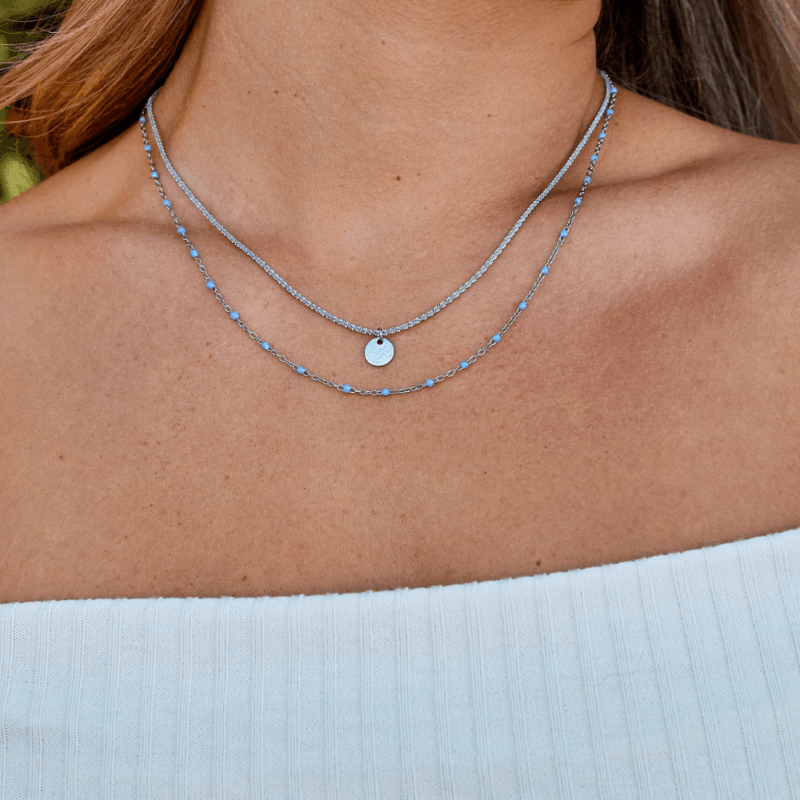 Alternative view of Lia Layered Silver Coin Bead Necklace