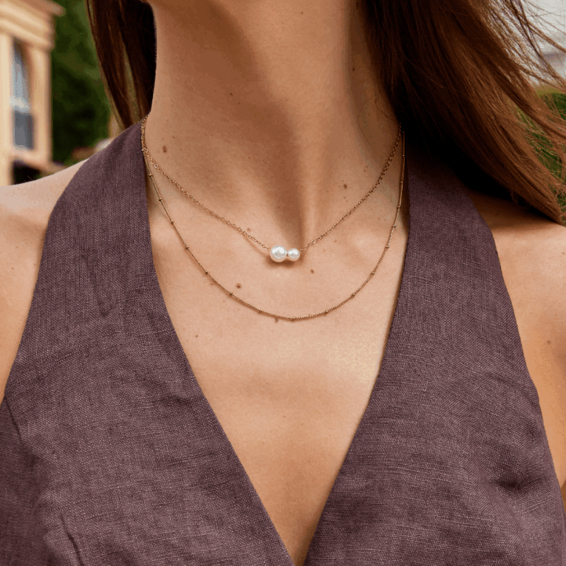 Alternative view of Louise Double Pearl Pendant Necklace