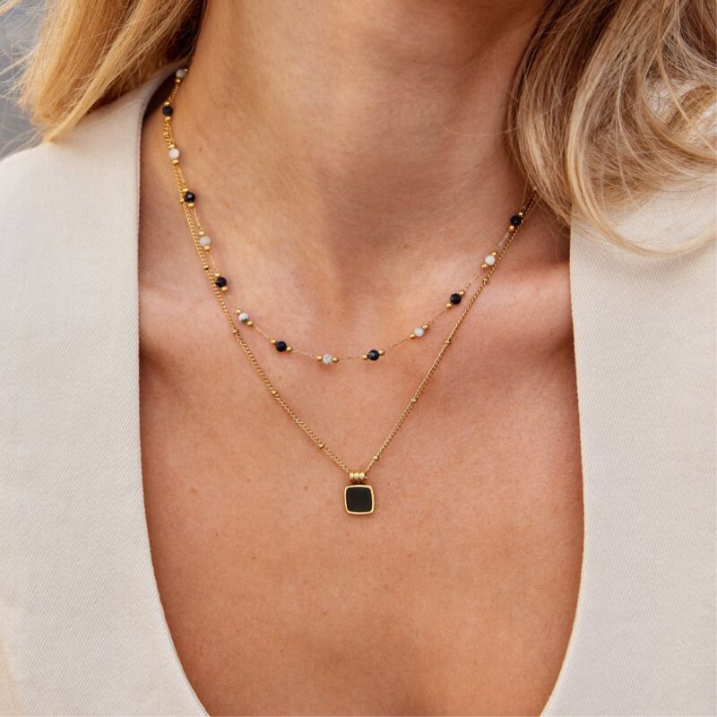 Alternative view of Lulu Midnight Beaded Stone Necklace