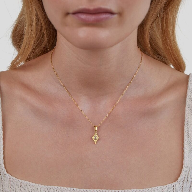 Alternative view of Luna White Opal Gold Necklace