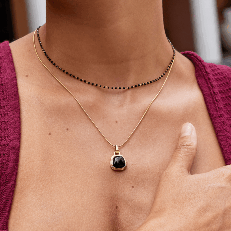 Alternative view of Maisie Black Bead Necklace