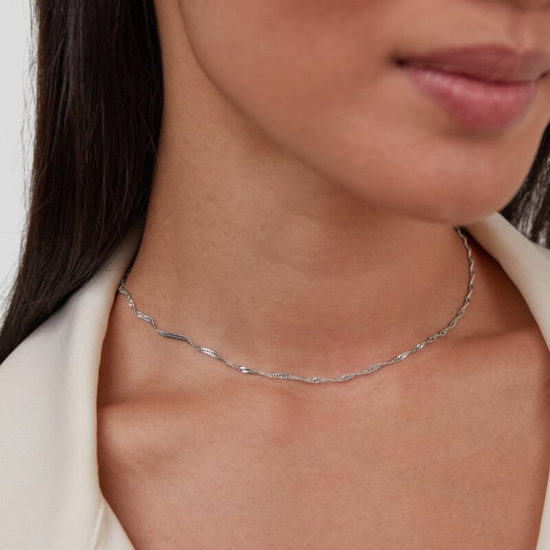 Alternative view of Mila Twist Silver Chain Necklace