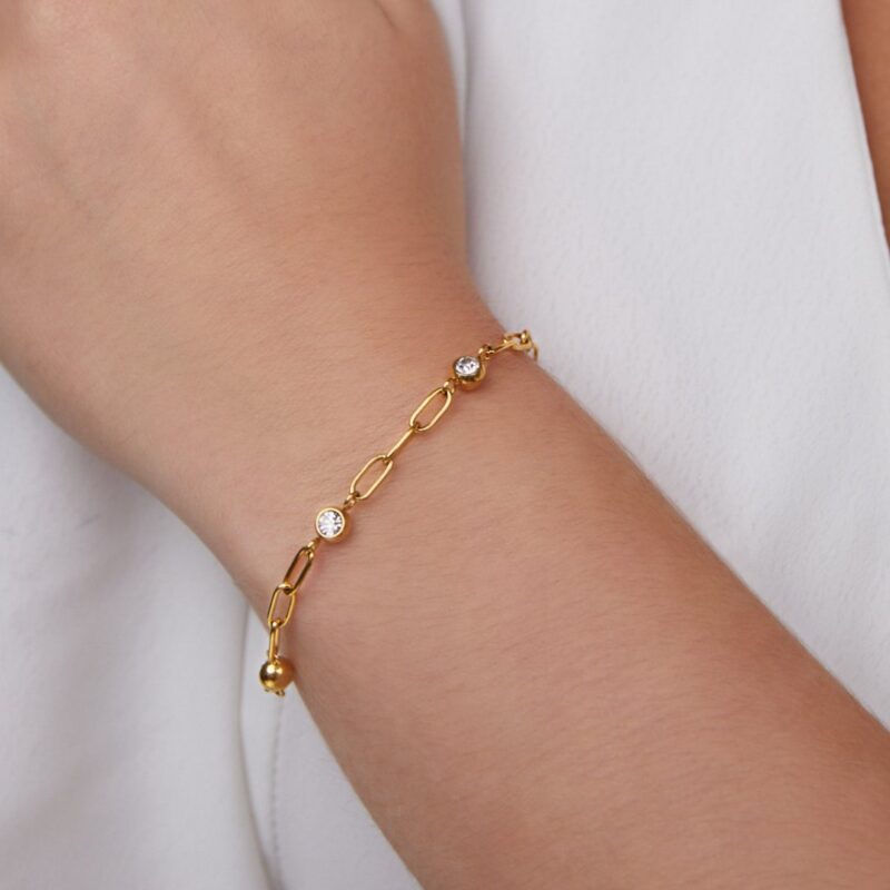 Alternative view of Monica Crystal & Gold Chain Bracelet