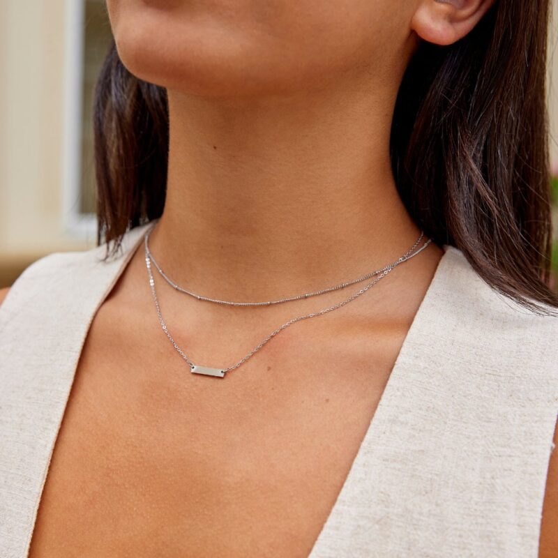 Alternative view of Rina Silver Bar Necklace