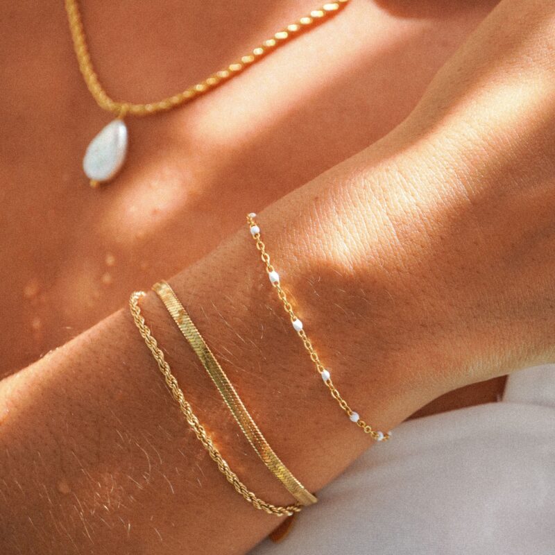 Alternative view of White Beaded Bracelet